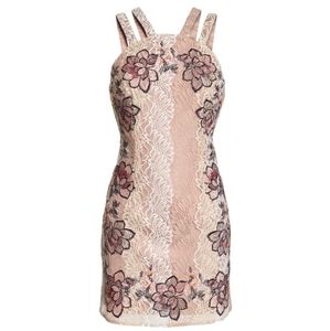 FOXIEDOX Anthropologie Pink Lace Georgina Mini Dress